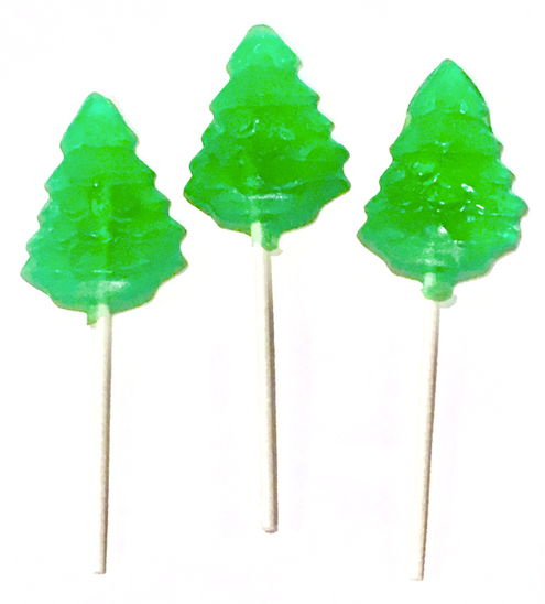 Sugar Free Christmas Tree Lollipops, Lime Hard Candy, Set of 3