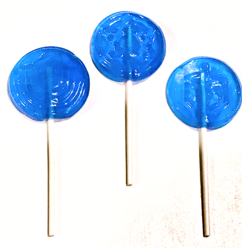 Hanukkah Lollipops, Set of 3, Blue Raspberry, 2 inch  - Dreidel, Hanukkah Menorah & Star of David