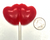 Sugar Free Hard Candy "Double Hearts" Cherry Lollipops, Set of 3, individually wrapped