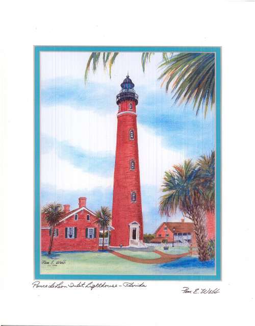 Pam E. Webb Ponce Inlet Lighthouse Watercolor 8x10