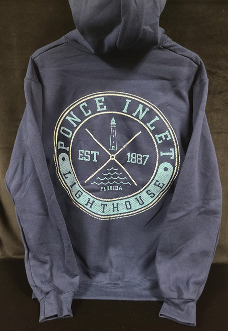 Ponce Inlet Lighthouse Adult Distress Zip Up Hoodie Ponce Inlet Lighthouse Adult Distress Zip Up Hoodie