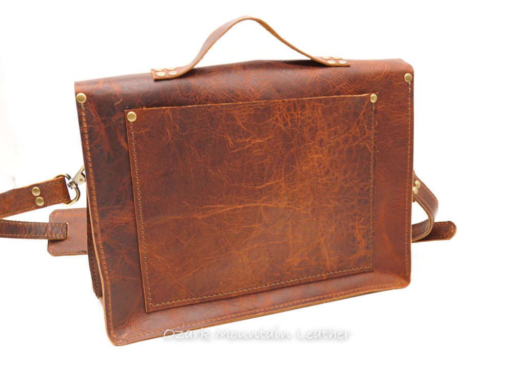 Bison Leather Messenger Bag for everyday or business use Ozark Mountain Leather