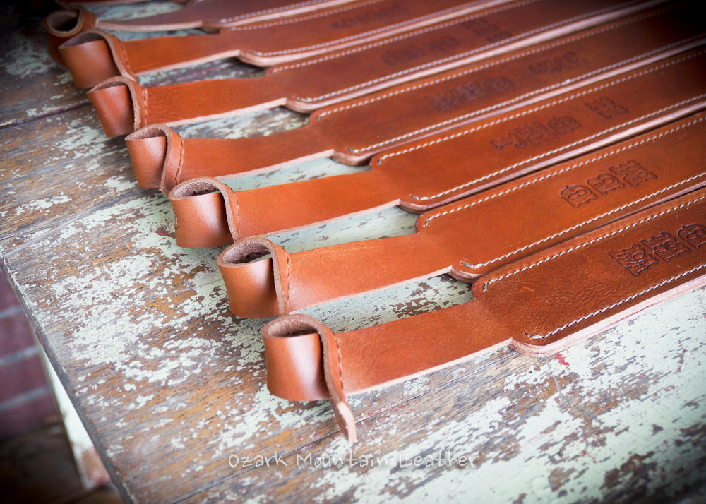 Custom leather Shotgun sling, black hand tooled handmade in USA Ozark