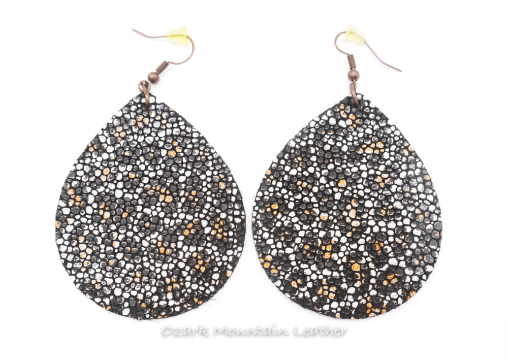 Cheetah style print Leather Earrings  teardrop (ready to ship)