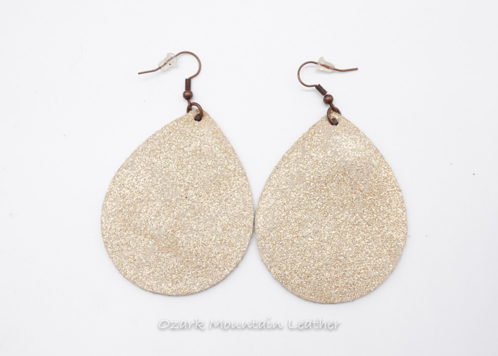 Gold Leather Earrings  teardrop (ready to ship)