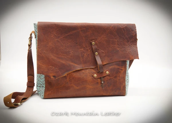 Bison and Turquoise Leather Bag  or purse for everyday use.