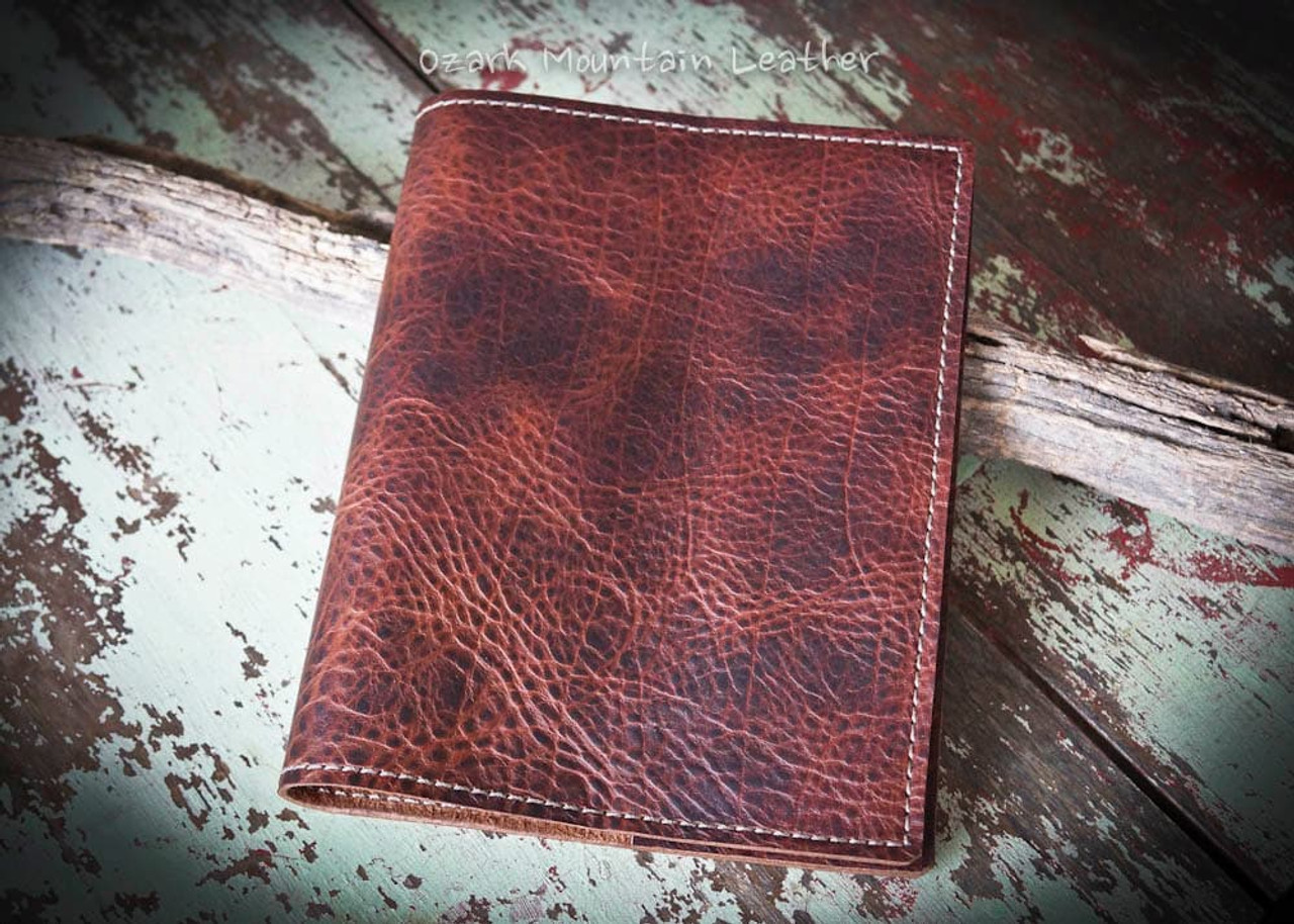 Custom Handmade Bison Leather Bible Cover, Book Cover, and Journal Covers.  Made in the USA. Customizable sizes available.