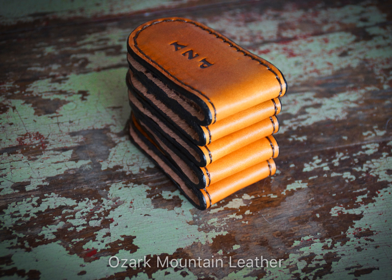 Handcrafted Laser Engraved American Flag, Buck, Duck and Fish All Leather Money  Clip Wallet