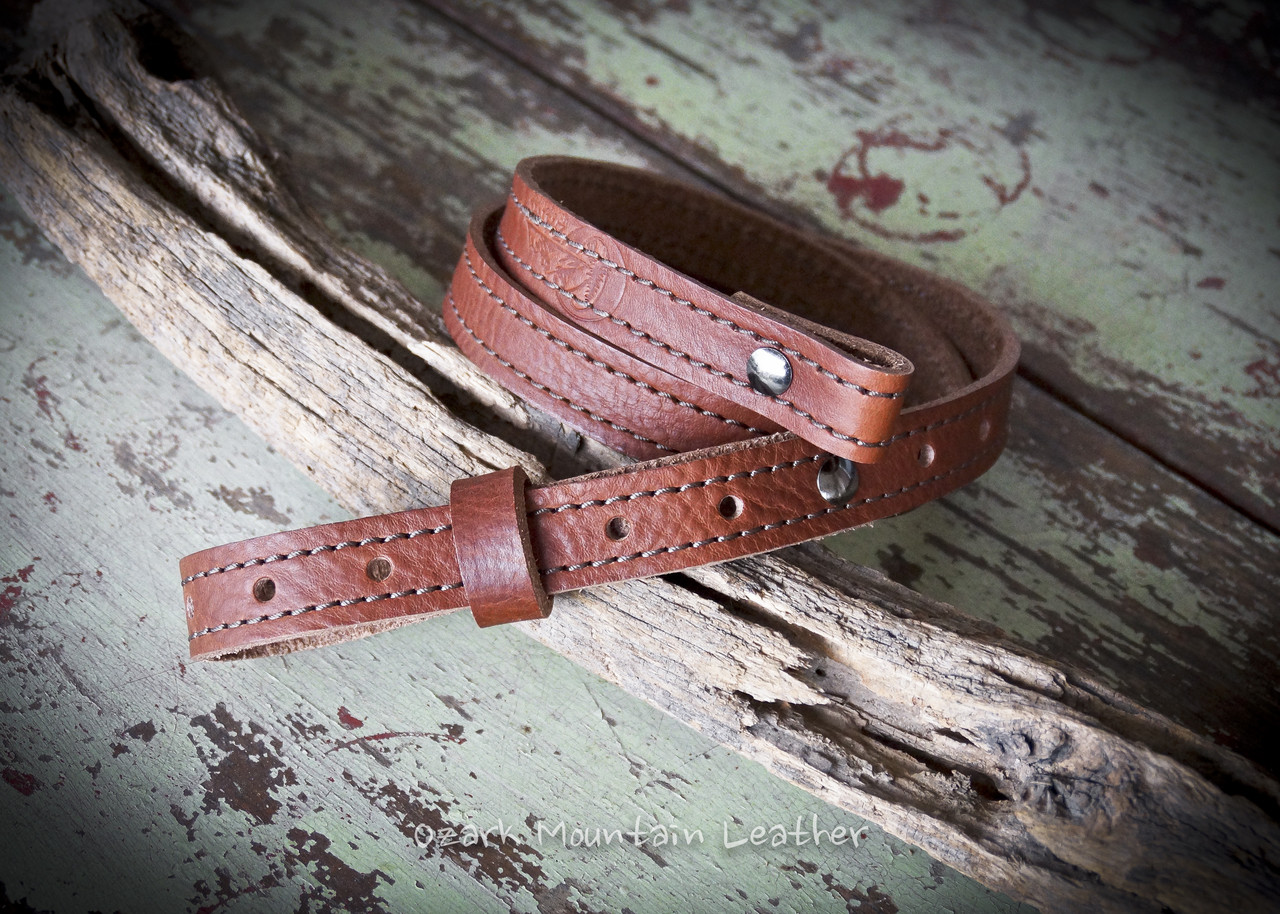 Custom leather rifle sling, 1 inch rifle strap sling handmade in USA Ozark Mountain Leather