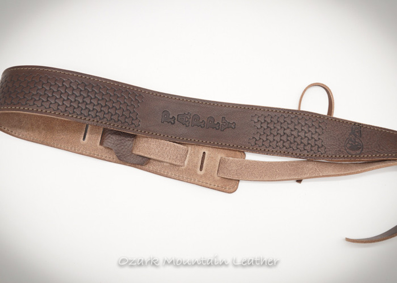The Legend ~ Personalized Fine Leather Acoustic Guitar Strap, Brownat Holtz Leather