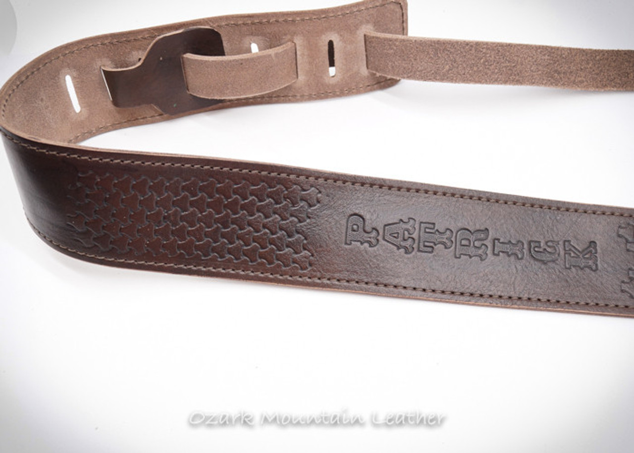 Custom leather guitar strap, hand tooled, handmade in USA - Ozark
