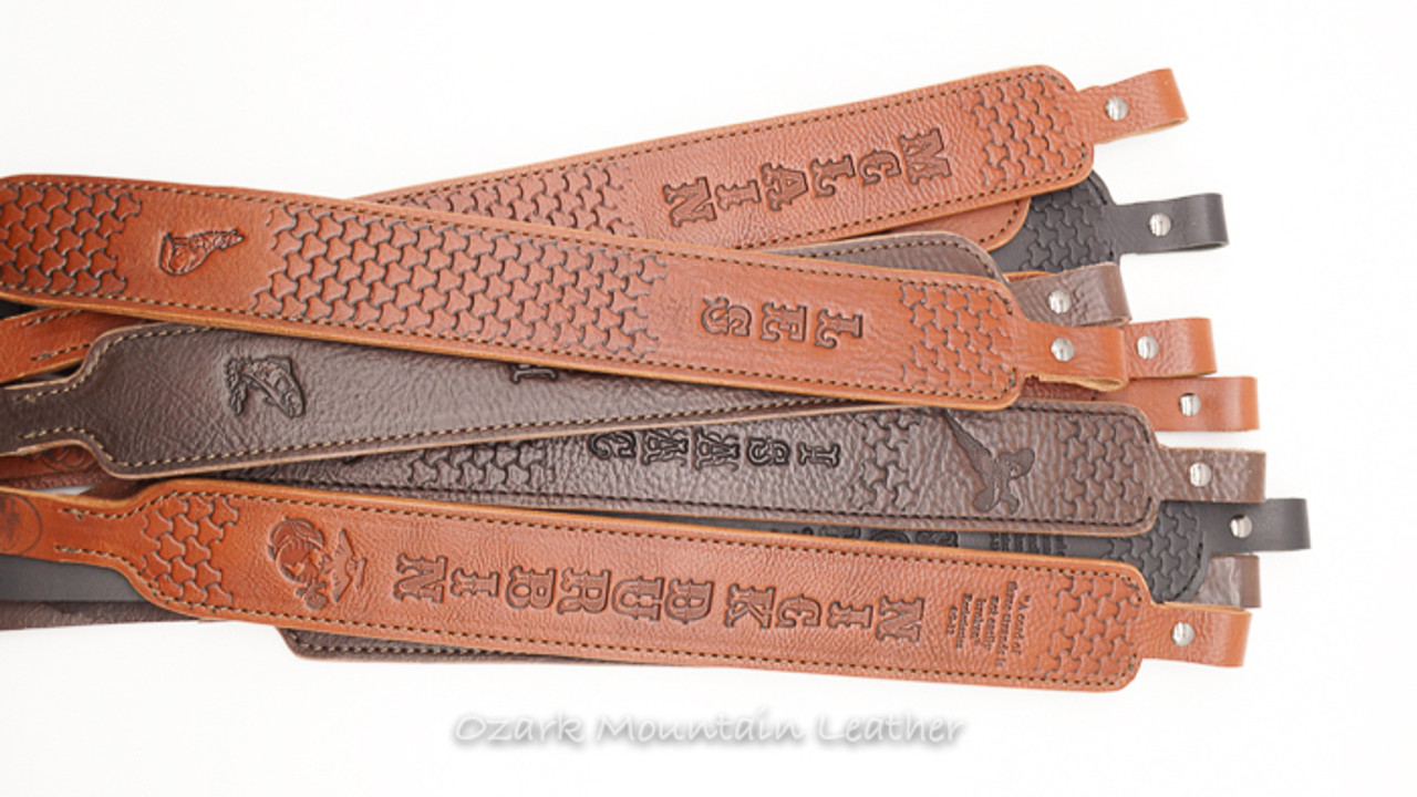 Custom leather guitar strap, hand tooled, handmade in USA - Ozark