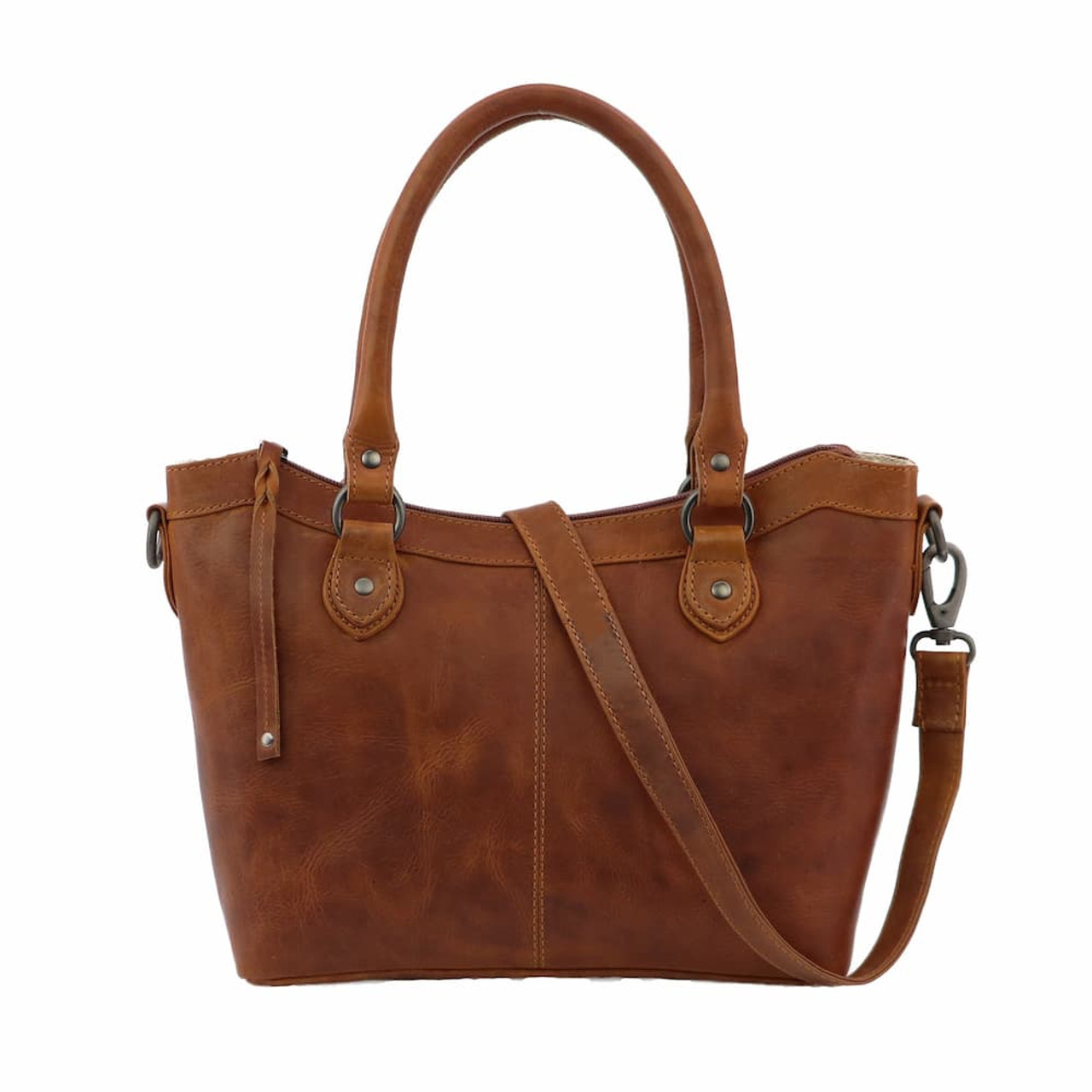 Cognac Brown Suede Crossbody Bag