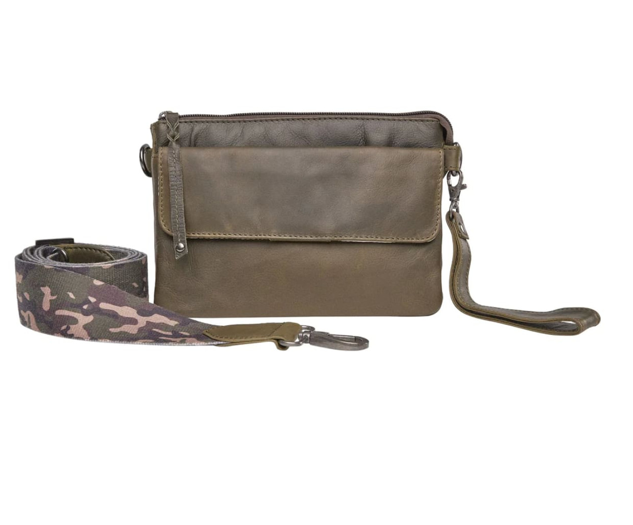 Crazy Horse Bag - Army Green Acid Washed – Classic Leather Designs