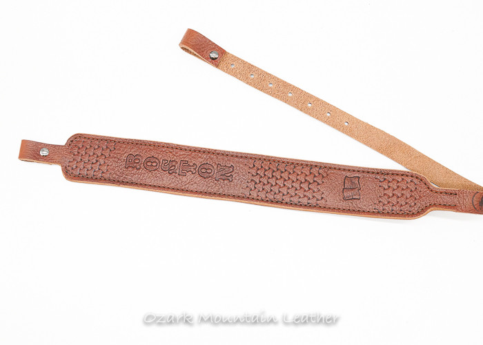 Custom leather rifle sling, slim style handmade in USA Ozark Mountain