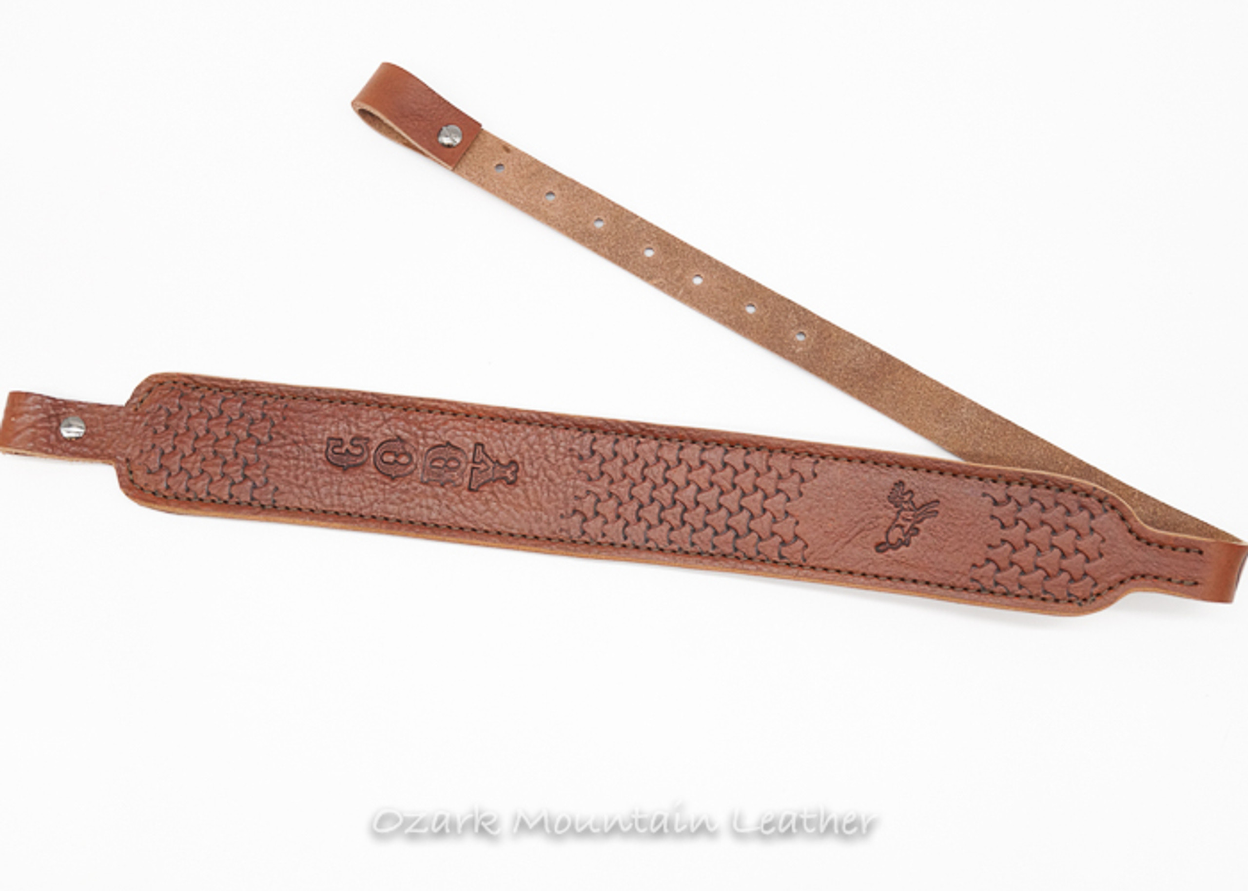 Custom leather rifle sling, slim style handmade in USA Ozark Mountain