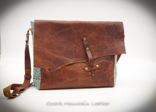 Bison and Turquoise Leather Bag  or purse for everyday use.