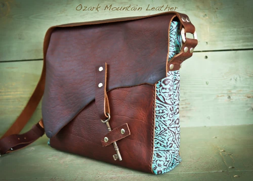 Bison and Turquoise Leather Bag  or purse for everyday use.