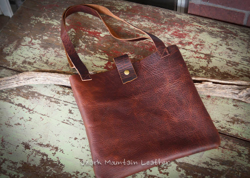 Bison leather tote bag in brown color.  Makes great everyday bag.