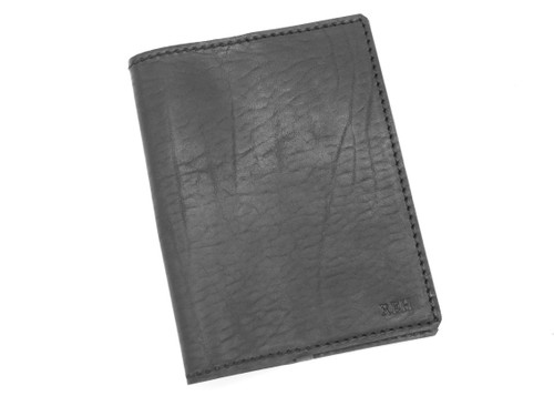 Black bison leather Bible cover handmade in Arkansas