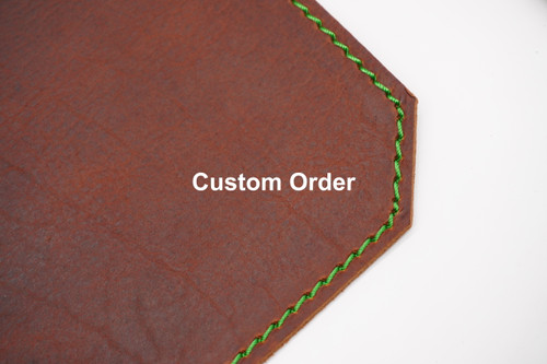 Custom leather Desk pad mat for desk custom colors with thread of your choice. Bison leather black and brown