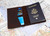 Interior of a handmade American bison leather passport cover with two pockets designed to securely hold a passport.