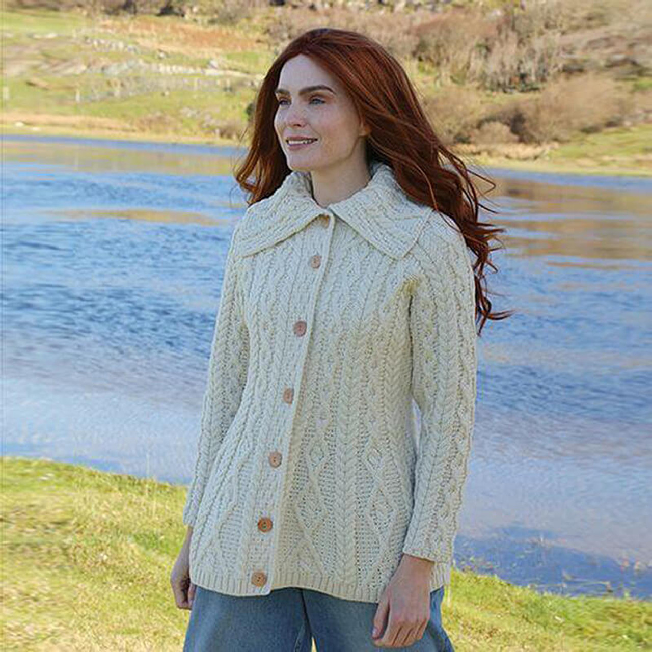 Women's Flare Cardigan with Diamond Pattern