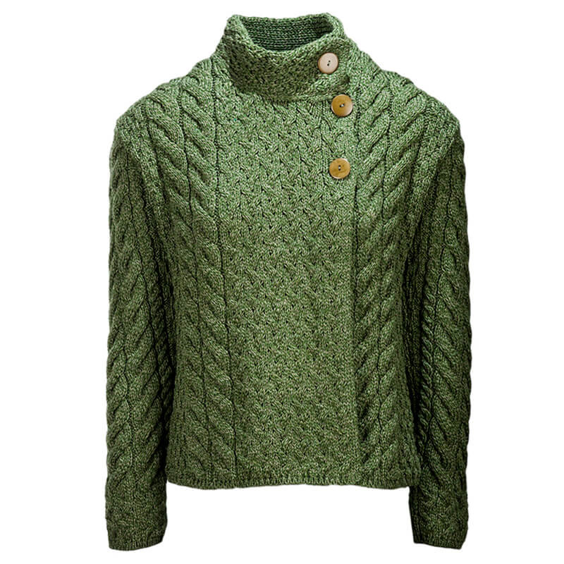 Asymmetrical Irish Multi Cable Wool Cardigan | ExclusivelyIrish.com