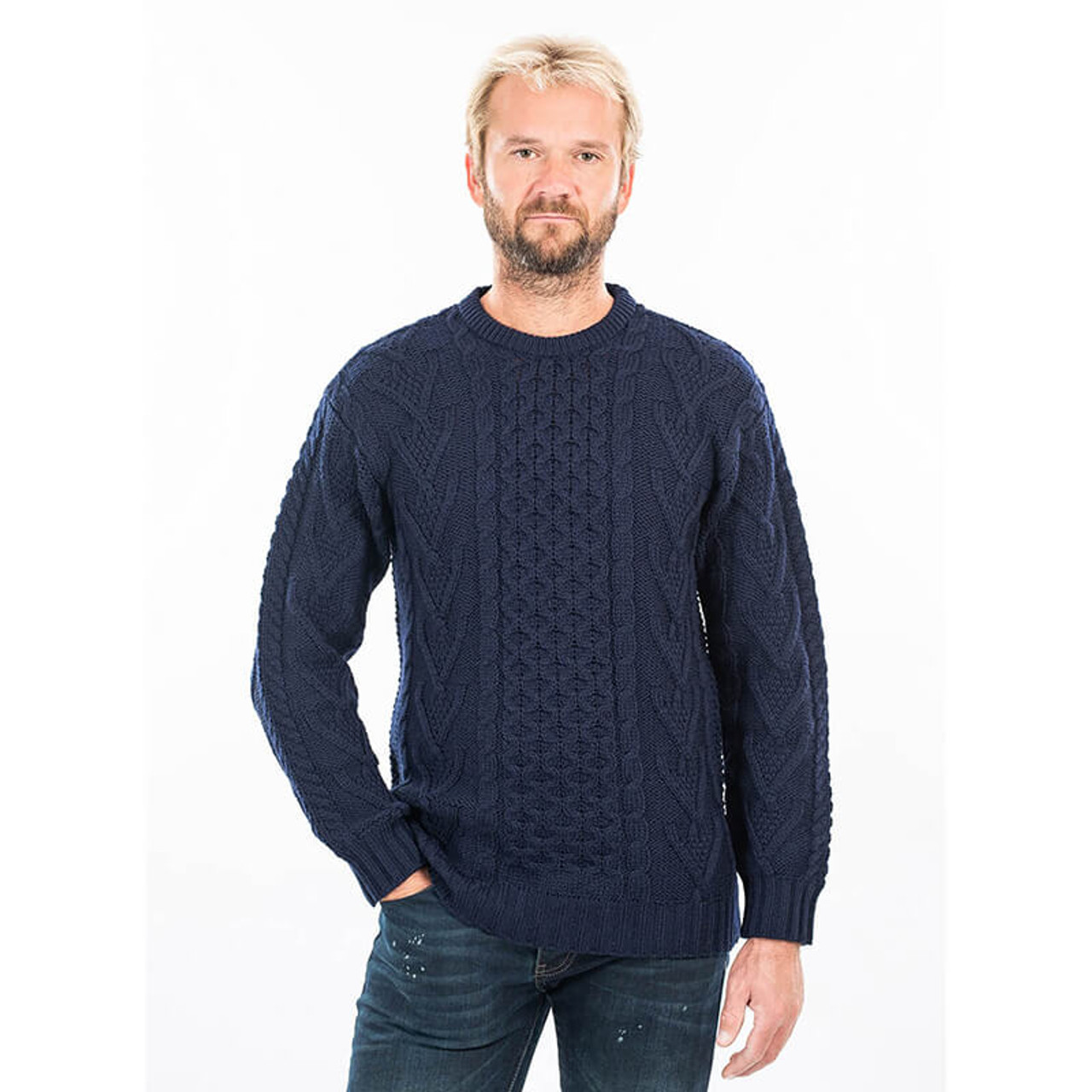 SAOL Irish Sweater for Men's Made of 100% Merino Wool -Ireland