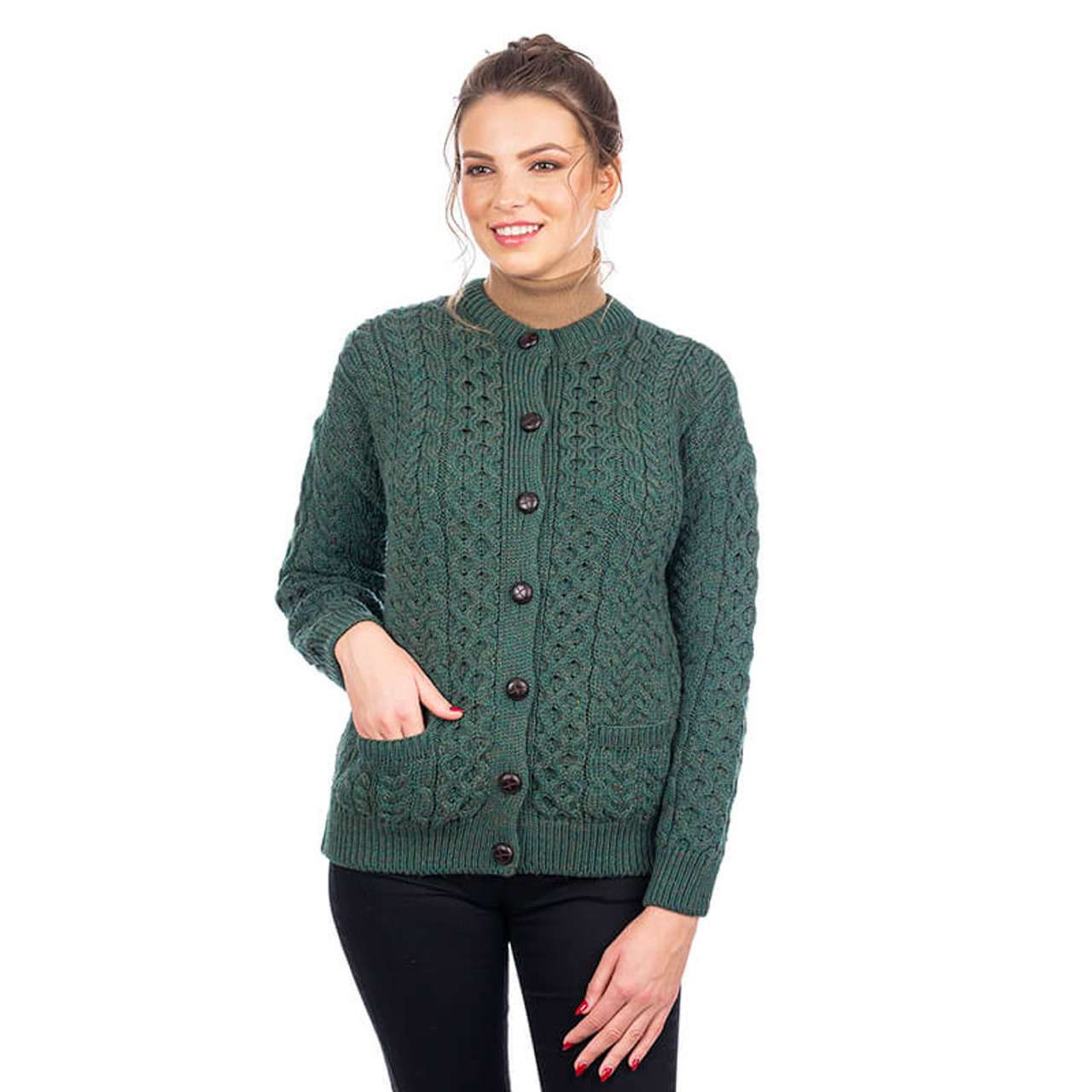 Ladies green clearance cardigan sweaters