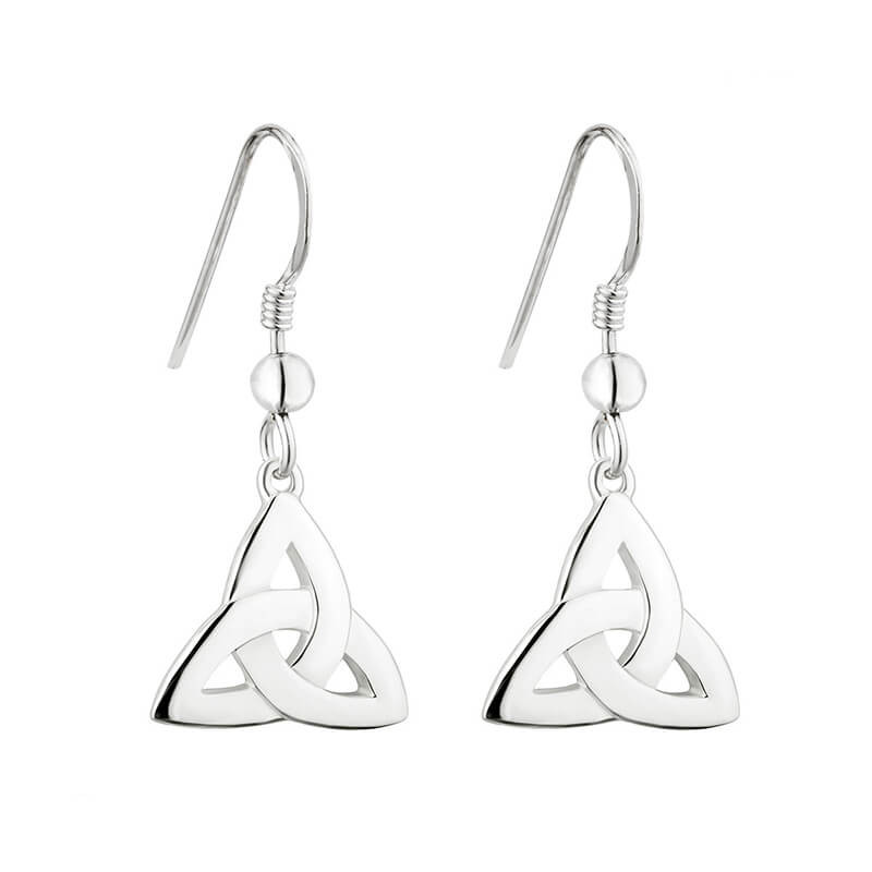 Sterling Silver Trinity Knot Drop Earrings | ExclusivelyIrish.com