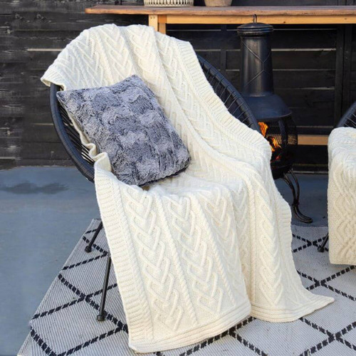 BUY NOW MT121 100 OS Merino Wool Heart Aran Throw ON ShopAran.com