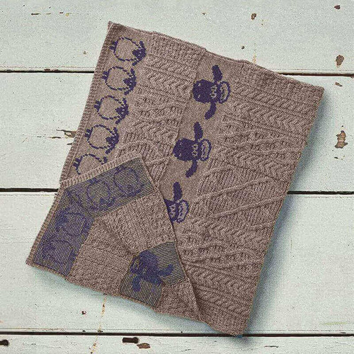 SHOP ONLINE B285975 ONE Colour Sheeps Baby Aran Blanket ON ShopAran.com