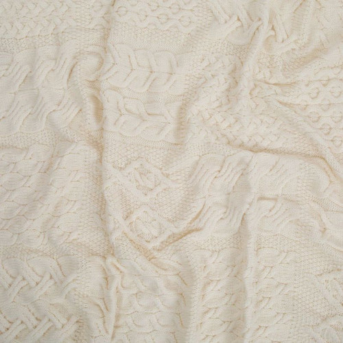 B690367 ONE Colour Aran Knitted Throw Cable Diamond Honeycomb Patterns ShopAran.com