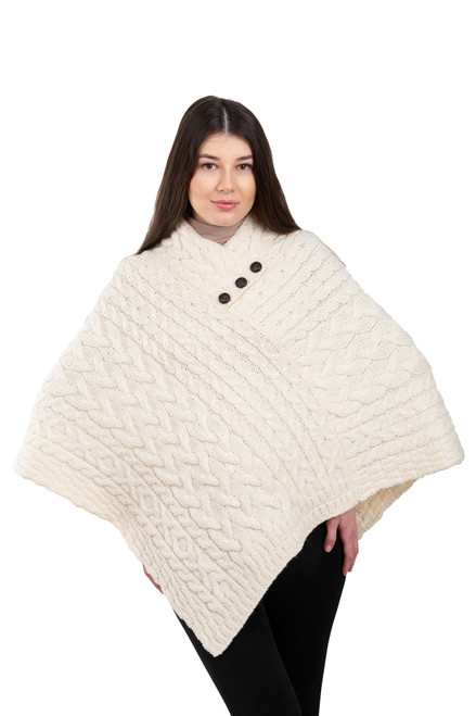 IFL182 600 Triangular Irish Fisherman Wool Poncho ShopAran.Com