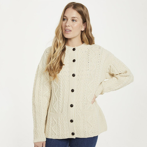B236162 Flare Aran Ladies Cardigan ShopAran.com