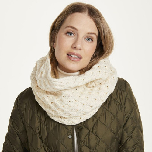 BUY NOW B873 162 NATURAL WHITE Colour Aran Knit Snood Scarf ON ShopAran.com