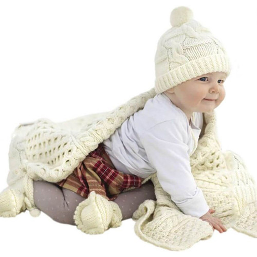 A810162 Irish Merino Wool Aran Baby Blanket ShopAran.com
