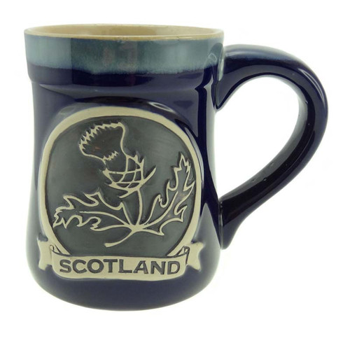Flower of Scotland Pottery Mug Design In Blue Color On Scottishwebstore.com