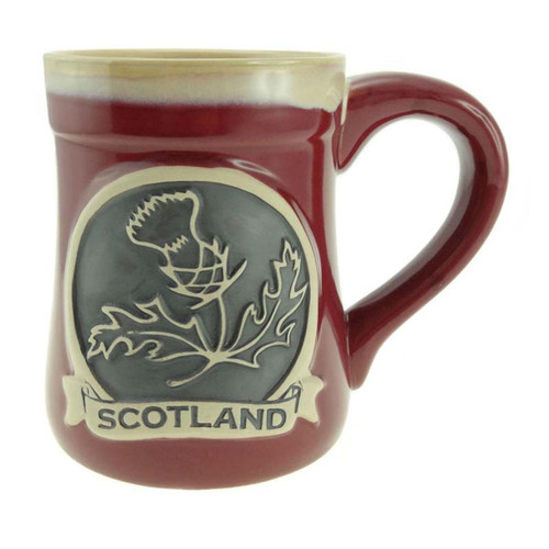 Pottery Mug with Scottish Flower In Red Color On Scottishwebstore.com