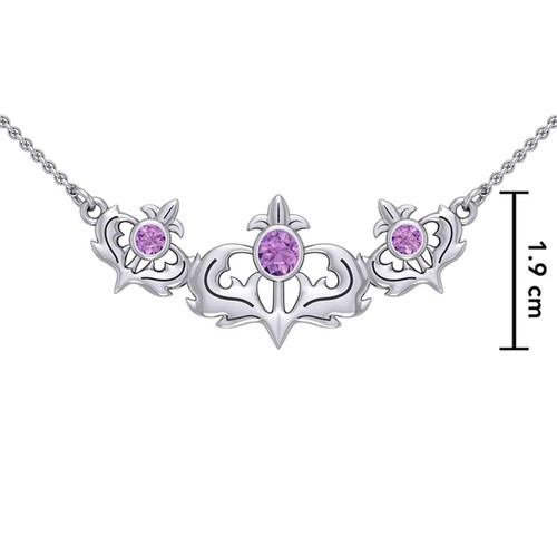 Royal Thistle Necklace with Genuine Amethyst Measure On Scottishwebstore.com