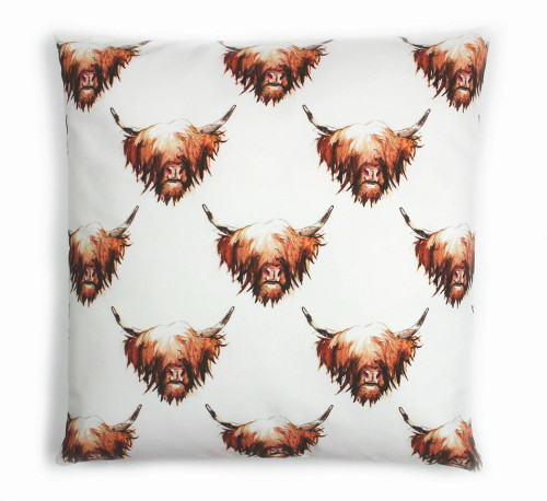 CB-HCCU-03 Reversible Highland Cow Pillow Cushion Revers Side View Scottishwebstore.com