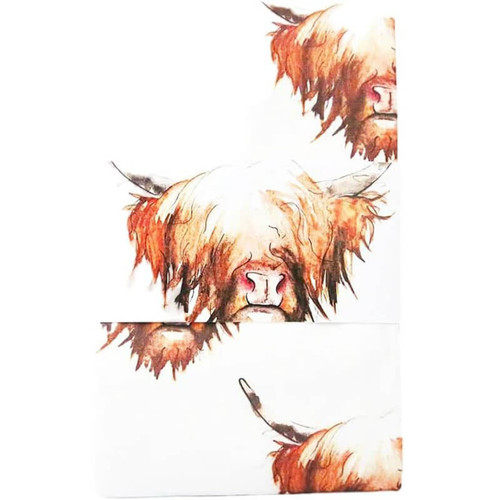 Highland Cow Cotton Tea Towel by Clare Baird ScottishWebstore.com