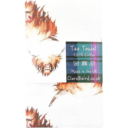 Highland Cow Cotton Tea Towel by Clare Baird Shop online on  ScottishWebstore.com