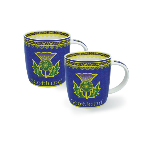 HI-Set-187 Set of 2 Shop Scottish Thistle Flower Tea Gift Set Online On Scottishwebstore . com