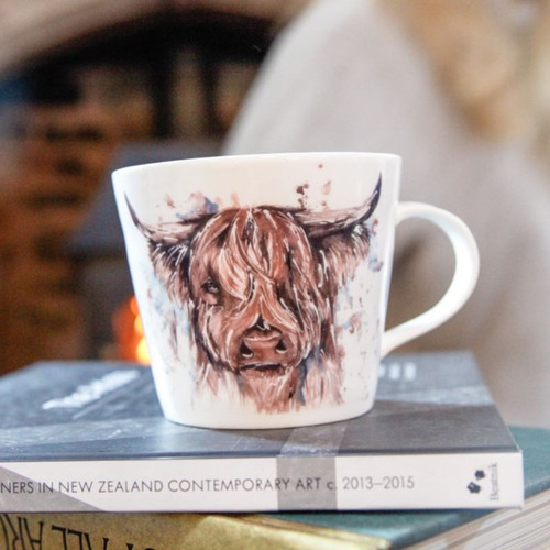 MH-MHM05 Hand Finished Highland Cow Coffee Mug Scottishwebstore.com