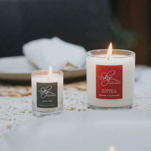 SC-C-RW Handmade Natural Wax Scottish Candle Raspberry & White Ginger Lifestyle Shop Online On Scottishwebstore.com