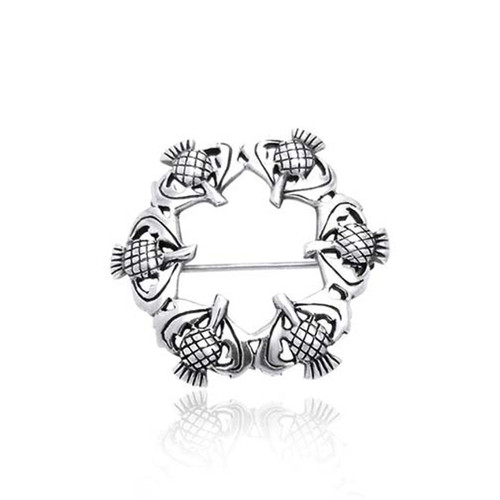 Scottish Thistle Pin in Silver Shop On Scottishwebstore.com