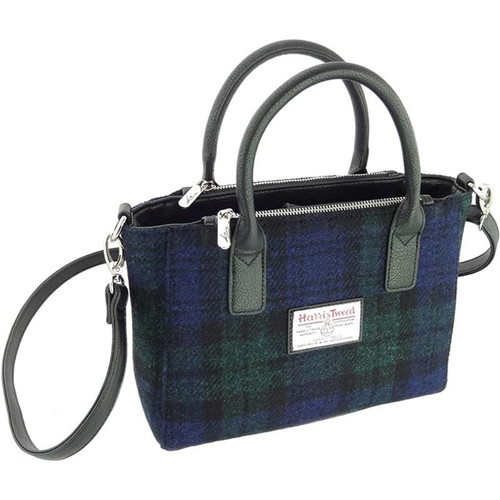 GA-LB1228-COL119 Harris Tweed Small Tote Bag in Black Watch Tartan  Scottishwebstore.com