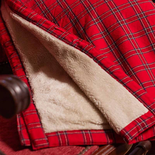 LV-FB-LV27-OS Royal Stewart Tartan Flannel Blanket Closeup View Scottishwebstore.com